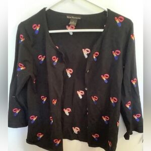 Erin Matthews Black Lipstick and Lips Cardigan Size S